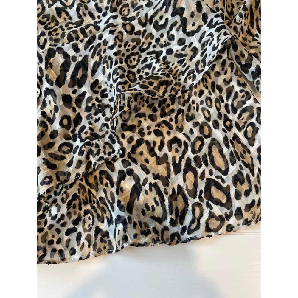 Chico’s Ruffle Front Blouse Tiered Peplum Hem Sz 3 (16/18) Animal Print Feminine - Picture 9 of 12
